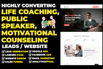 generate life coaching coach public speaker motivational counseling lead website