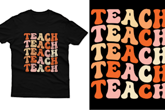 create retro wavy groovy typography t shirt design