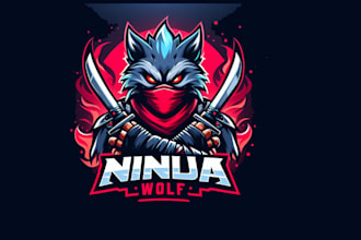 create ninja wolf  esport mascot logo