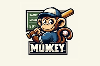 make a luxurious mascot cartoon monkey logo design