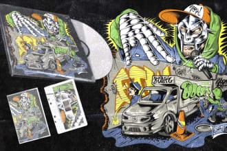 draw dope cartoons, album cover, punk, rock, hiphop etc