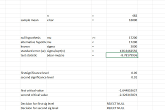 make an excel calculator for a specific probability or statistics problem