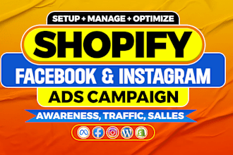 setup and manage shopify facebook ads and instagram ads