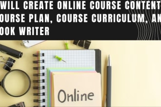 create online course content, course plan, course curriculum, and book writer