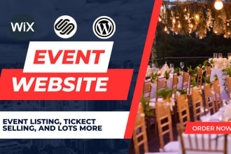 event website, party rental, event management with ticket sales on wordpress wix