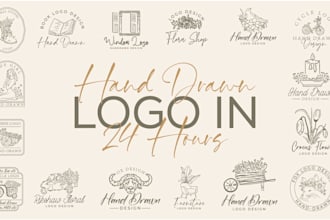 hand drawn logo expert custom, unique and illustrative