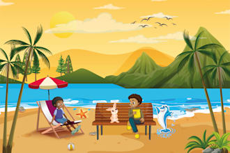 design children book story illustrations, kids book covers and characters