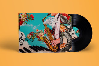 make album cover with vintage collage art style