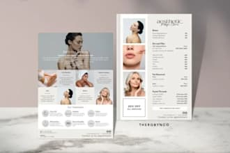 design beauty salon menu, spa menu, gym price list