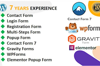 create a wordpress contact form, login and register form, popup form, ninja form