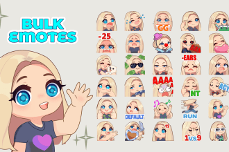 create custom cute chibi twitch emotes, sub badges in bulk