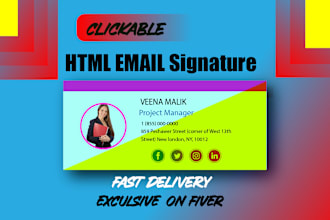 make clickable HTML email signature for gmail, outlook etc