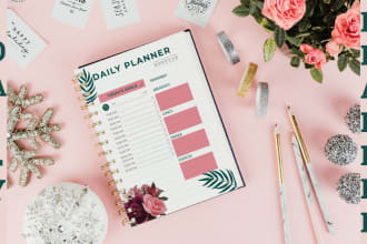 design printable custom daily ,weekly, monthly planner, calendar and journal
