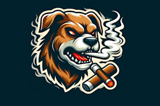 create smoking dog mascot logo