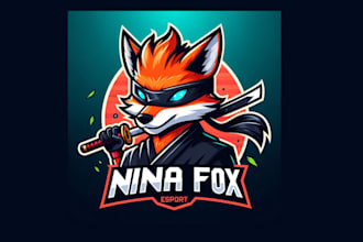 create unique ninja fox esport mascot logo