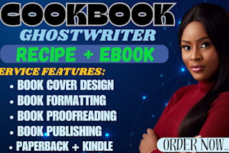 ghostwrite recipes for cookbook, recipe book, ebook and food blog for amazon KDP