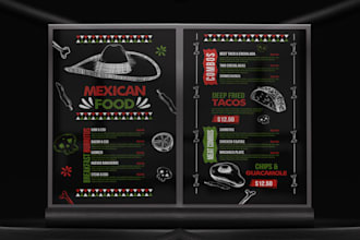do design mexican, aztec, prehispanic menu and invite cards