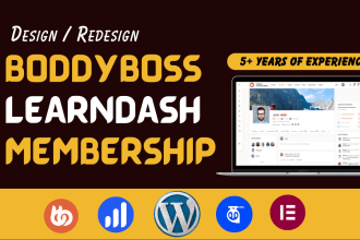 build learndash lms, buddyboss wordpress membership website with payment method