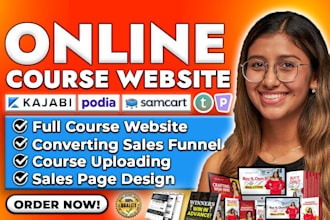 create online course website, thinkific, kajabi, podia, samcart sales page
