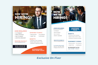 design job recruitment business hiring flyers for the available jobs