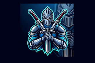 do creative fighter sword mascot logo design