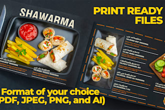 do an amazing menu design, food menu, restaurant menu