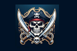 creative unique pirate skull mascot logo design