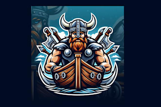 design modern viking ship mascot logo