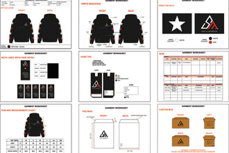 create tech pack and flat sketches for fashion design