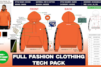 create complete factory ready fashion tech packs for manufacturing
