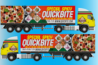 do unique food truck wrap, car wrap, van wrap, food cart wrap design