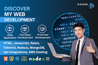 create website html javascript reactjs, nodejs backend api integration fullstack