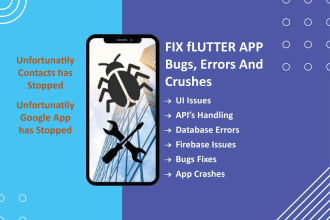 fix flutter bug, flutter error and add features in your flutter app