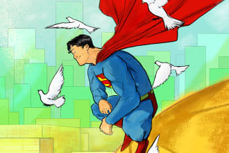 draw superhero art illustration comic page in western style