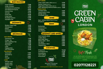 food menu design for restaurant or hotels