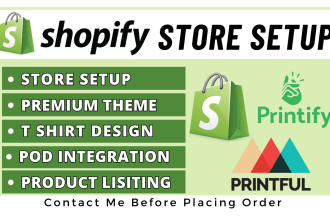 setup shopify print on demand store with printful or printify