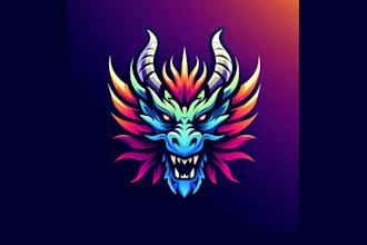 do unique dragon head mascot logo design
