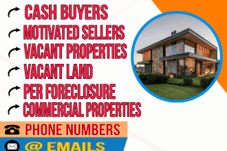 provide you off market motivated seller and cash buyers leads with skip tracing