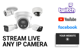 live stream any ip camera to your website, youtube, facebook