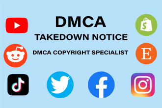 send dmca takedown notice tiktok,facebook,reddit,instagram,twitter,shopif,etsy