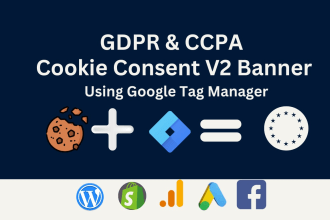 setup cookie consent banner mode v2 on the shopify website by GTM