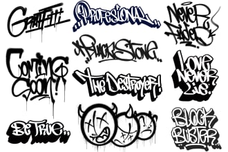 create graffiti tags with spray texture for your logo