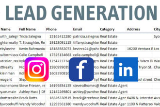 find leads and emails from  ig, instagram, linkedin, facebook
