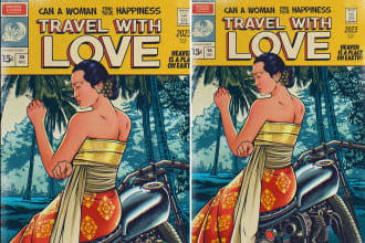 create vintage retro comic book illustration style