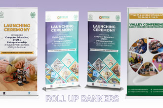 design roll up banner, retractable banner, pull up or roller banner