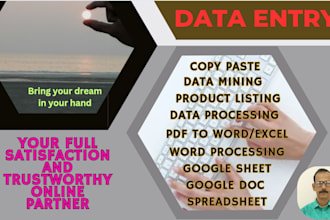 do data entry, store listing, fillable PDF form, virtual assistant, ms excel