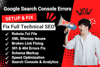 fix XML sitemap, robots txt, broken links, 404 error, 301 redirect, google index