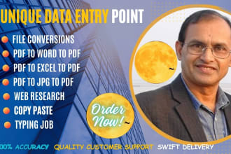 do data entry, file conversions, web research and more
