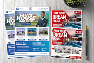 design real estate flyer, brochures, business and post card