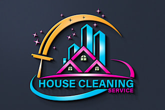 design clean house, janitorial, laundry and dry cleaning service logo